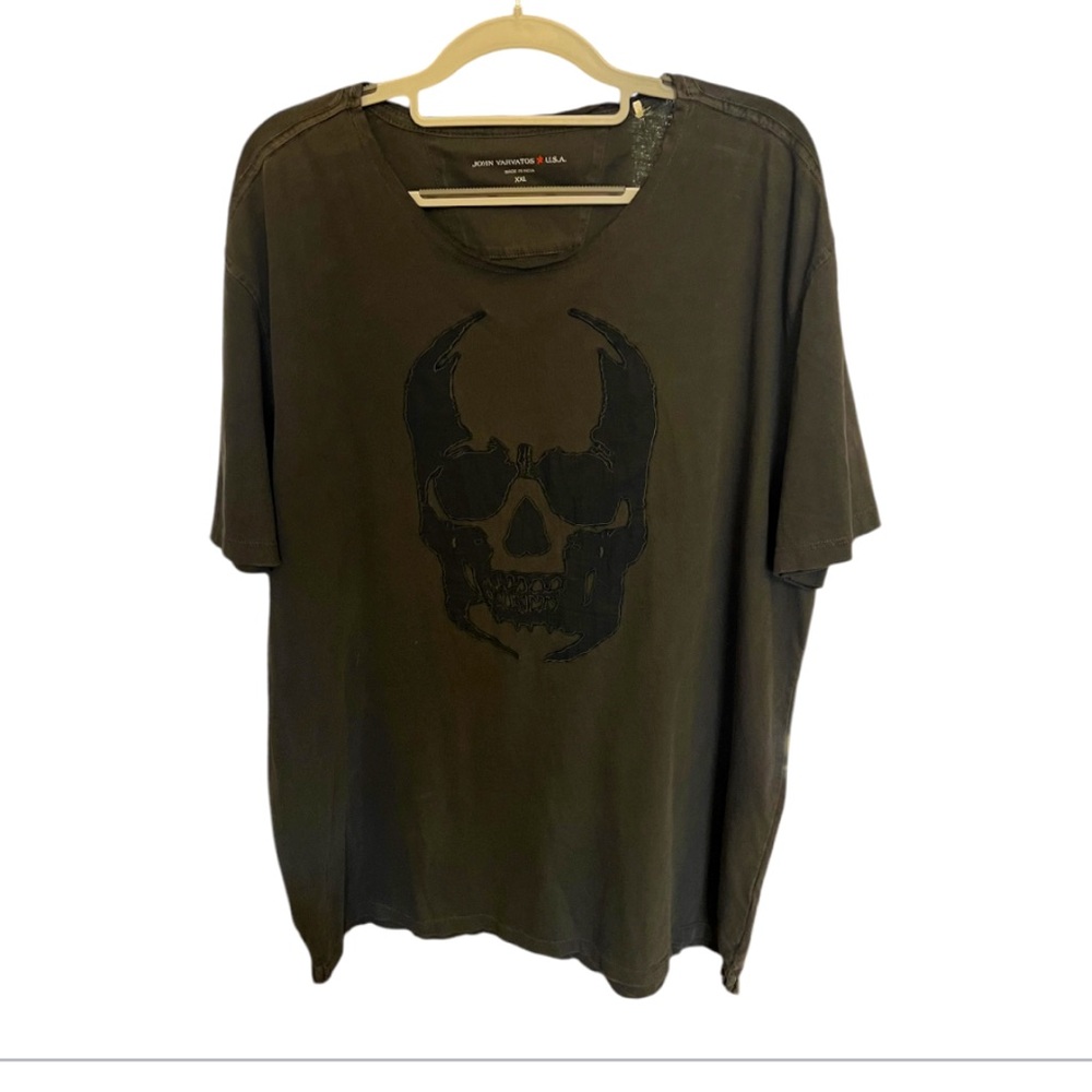 John Varvatos Men's Black Skull Graphic T-Shirt